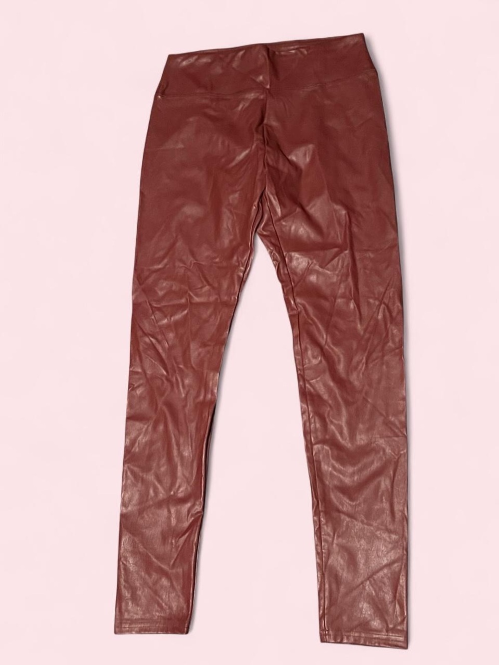 Medium Faux Leather Leggings in Deep Burgundy